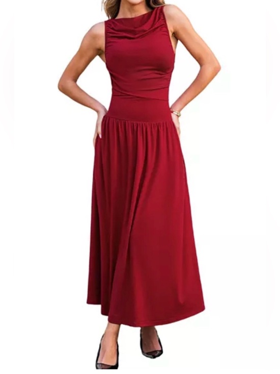 Cupshe Dresses & Skirts - Cupshe Women's Knit BoatNeck Elegant Sleeveless Maxi Dress in Red Size Small